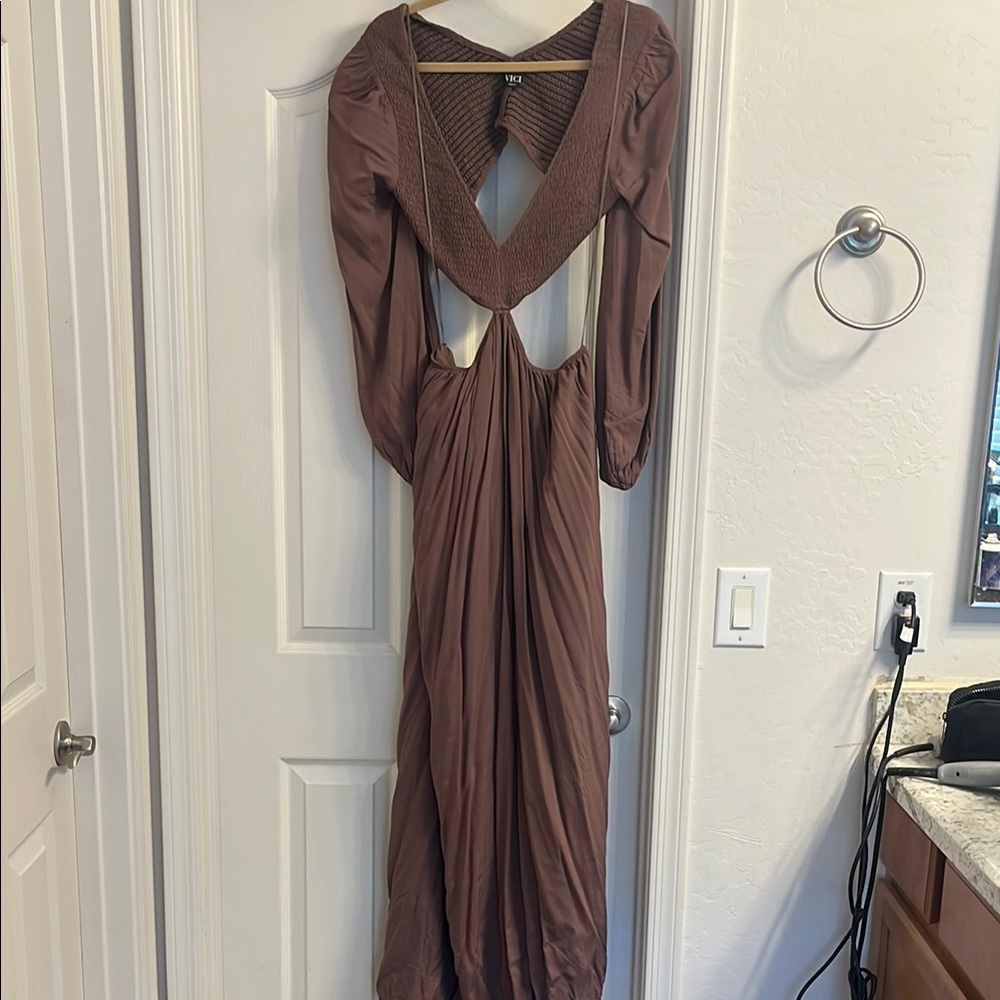 Elegant Brown Women's Maternity Dress